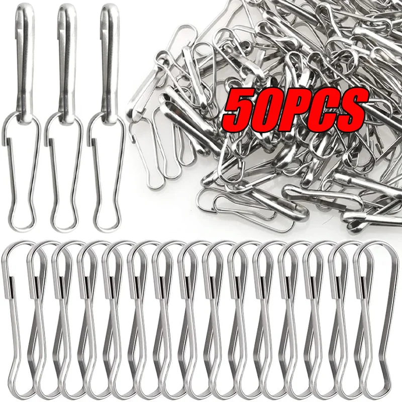 Stainless Steel Snap Spring Clip Hooks Silver Flagpole Keychain Lanyard  Chain Connectors Metal Key Ring Zipper Hanging Buckle