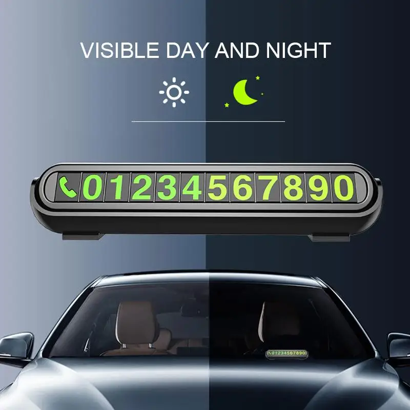 Car Temporary Parking Card Telephone Number Card Night Light Car Phone Number Card Hidden Number Plate Automobile Accessories