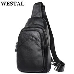 WESTAL MEN'S leather bag fair chest bag man shoulder strap bag shoulder strap man chest bag