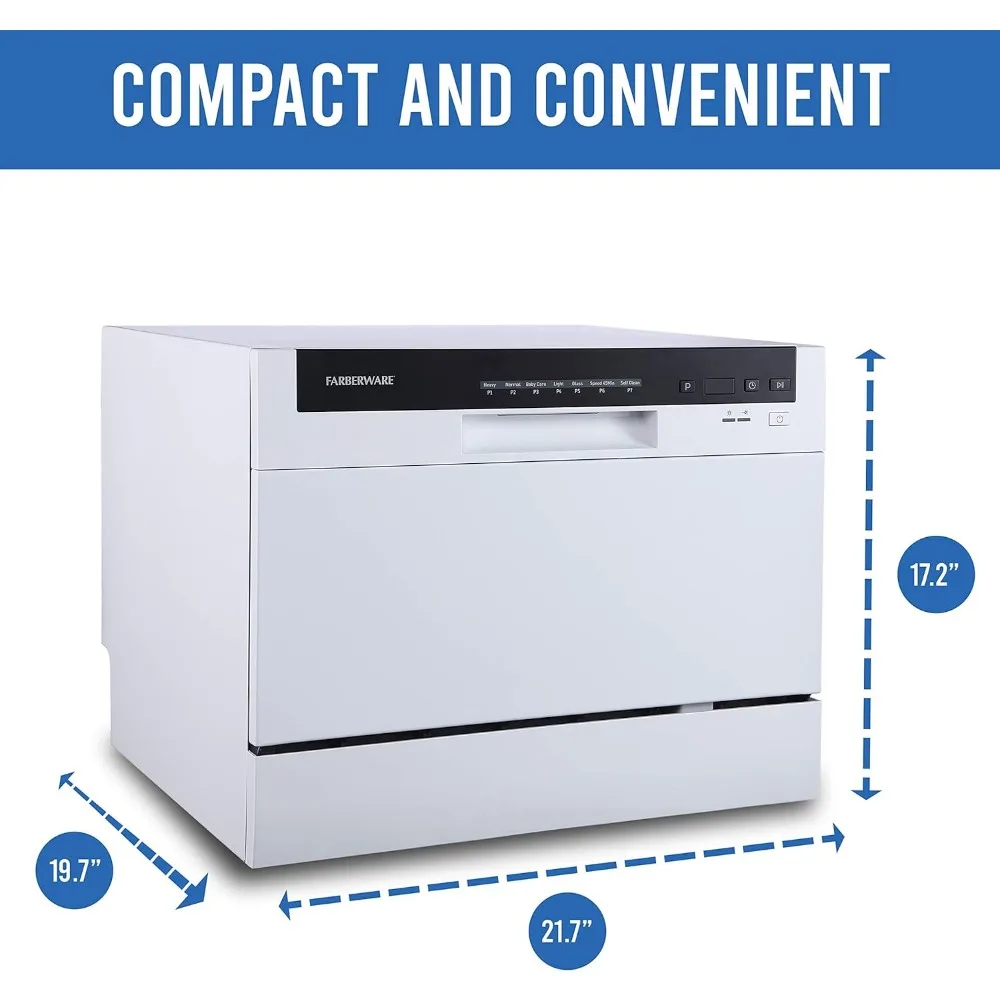 Portable Countertop Dishwasher - 7-Program System for Home, RV, and Apartment - Wash Dishes, Glass, and Baby Products