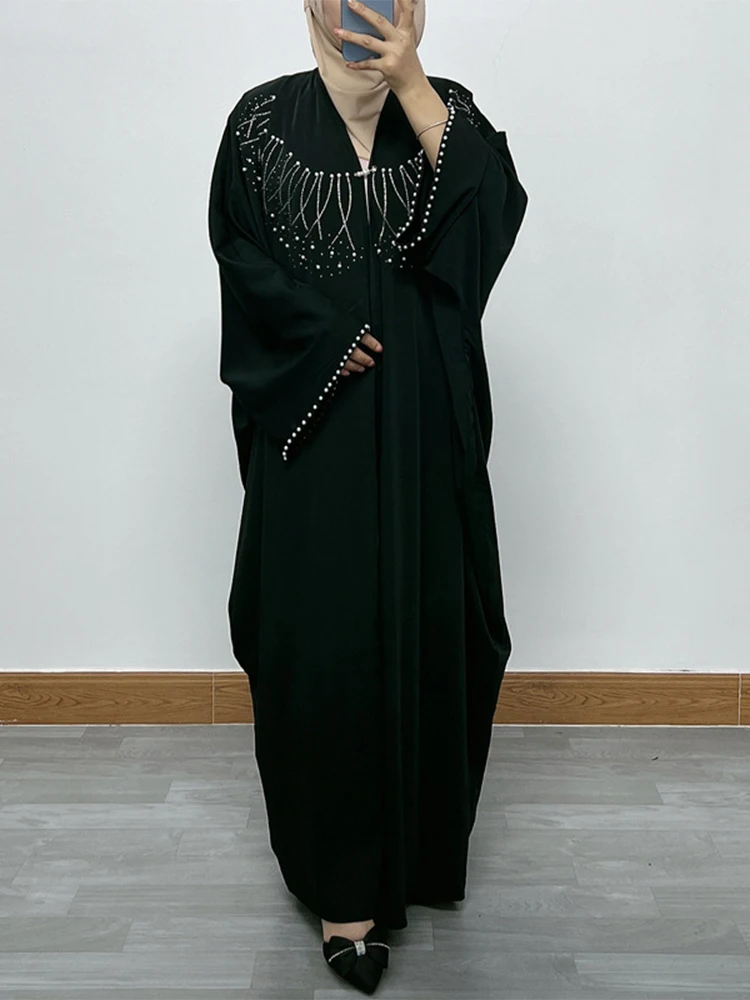 

Muslim Women Prayer Clothing, Beading Batwing Sleeve, Casual Open Kimono, Abayas Galabia Burkini Kaftan, Moroccan Saudi Robe