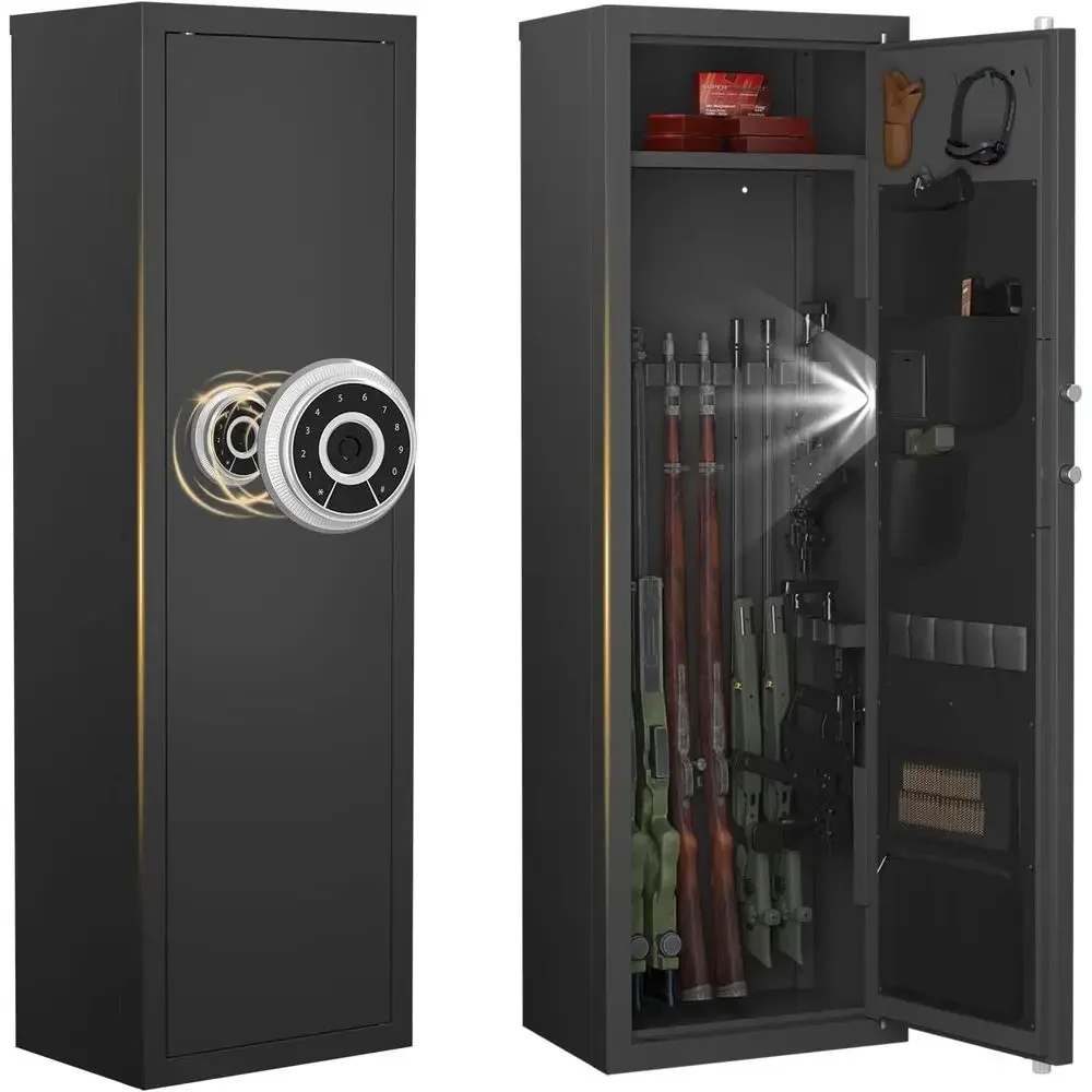 Large Heavy-Duty Gun Safe with Fingerprint Lock - Secure Storage for Firearms and Pistols