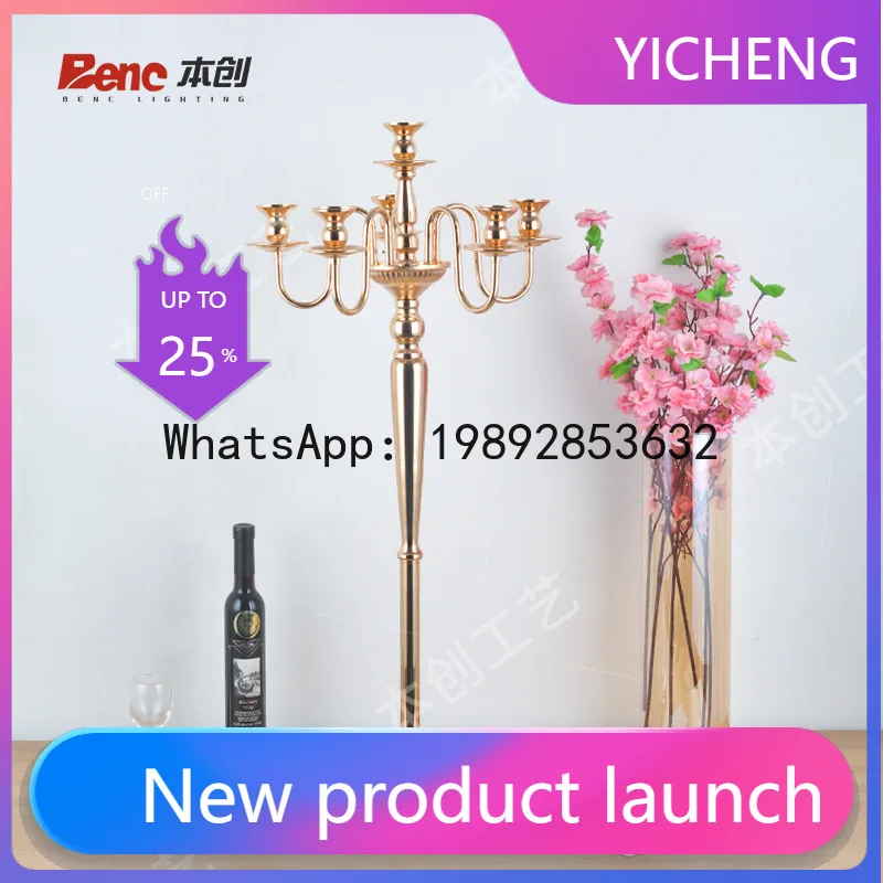 

P1 hotel wedding props wrought iron metal floor candle holder wedding scene silver ornament home