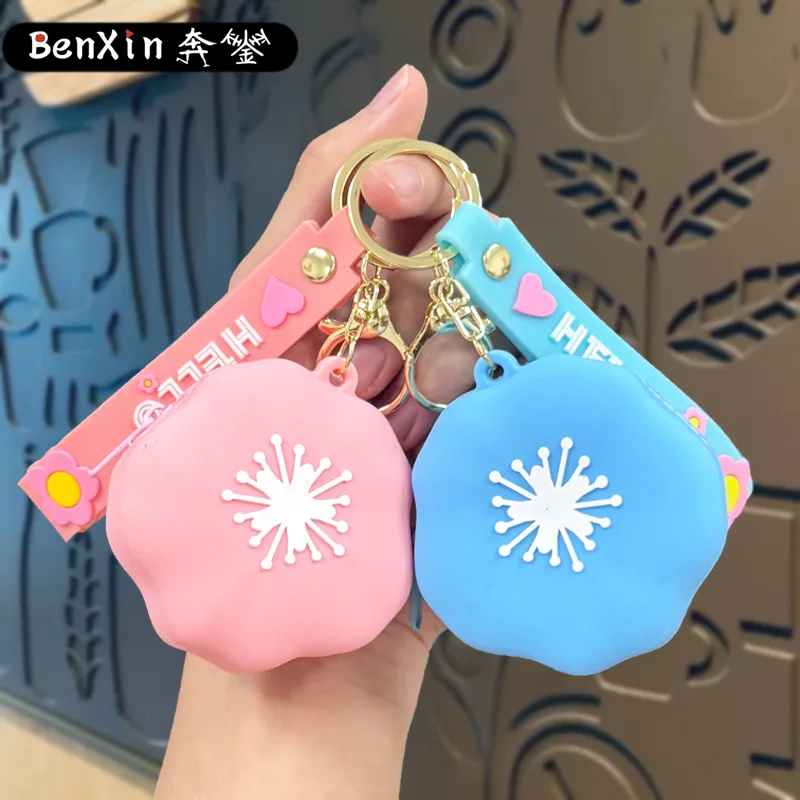 Dompet koin bunga kartun lucu Minso 2025, gantungan kunci, liontin, gantungan kunci, dan tempat kartu yang indah untuk anak-anak