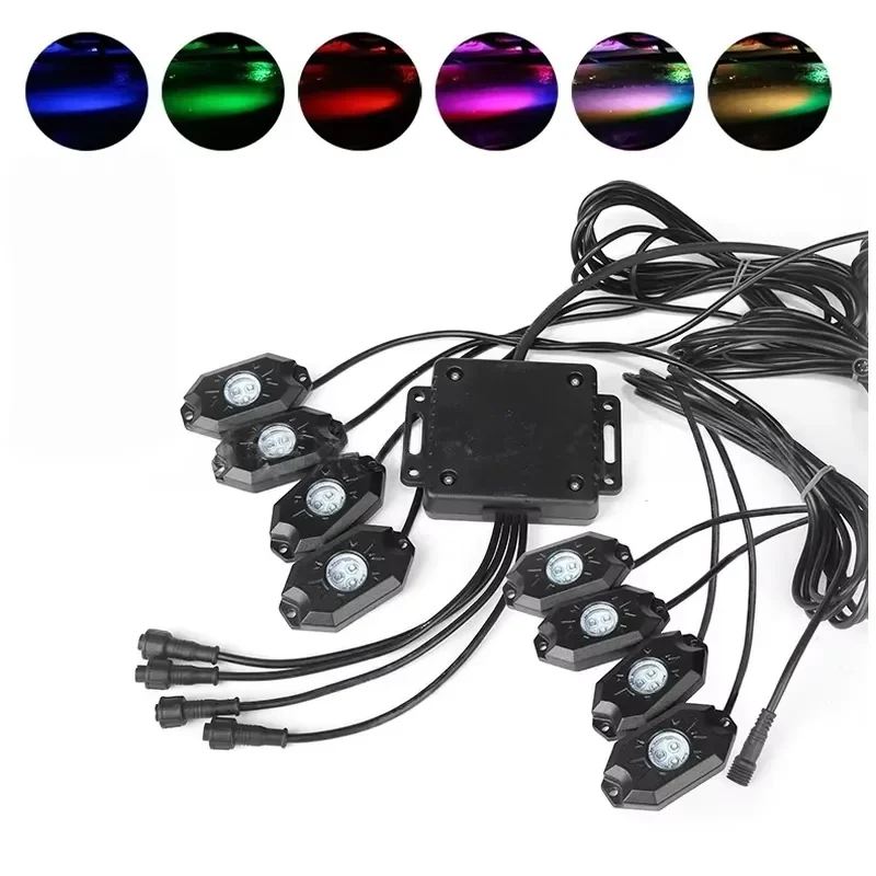 Factory Direct Supply 8-piece RGB LED Underglow Light Kit APP Controlled Aluminum Housing Multicolor Waterproof Underglow