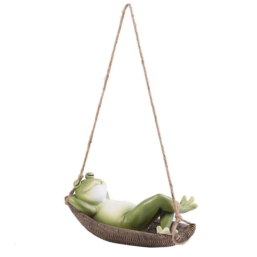 1Pcs Garden Swing Frogs Resin Hanging Ornament Outdoor Yard Decor Green Frogs Pendant Hanging Accessory Yard Decor Ornament