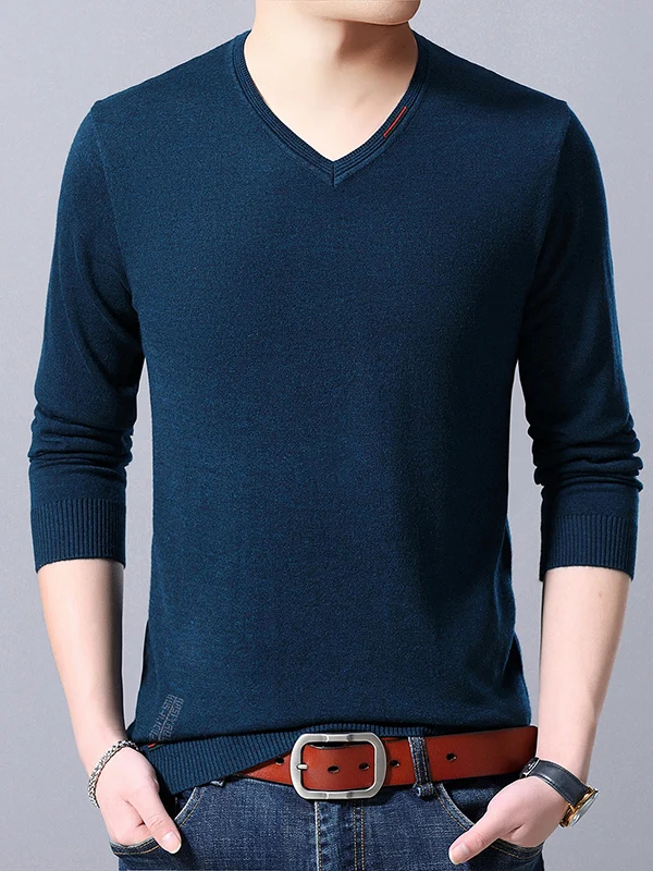 

Men's V-Ne Thin Wool Sweater Spring Autumn Base Layer irt Mid-Year Chien Heart Ne Wool Sweater Casual Sle Comfortab...