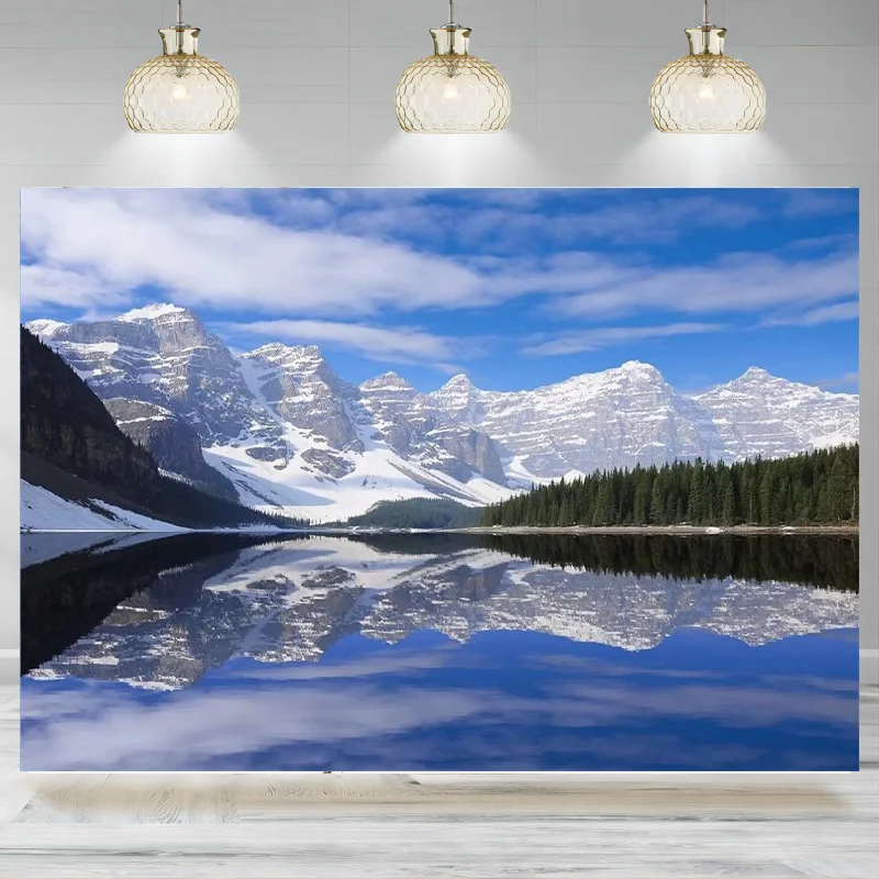 

Mountain Backdrop Moraine Lake National Park Photo Photographic Background Party Wall Decoration Banner