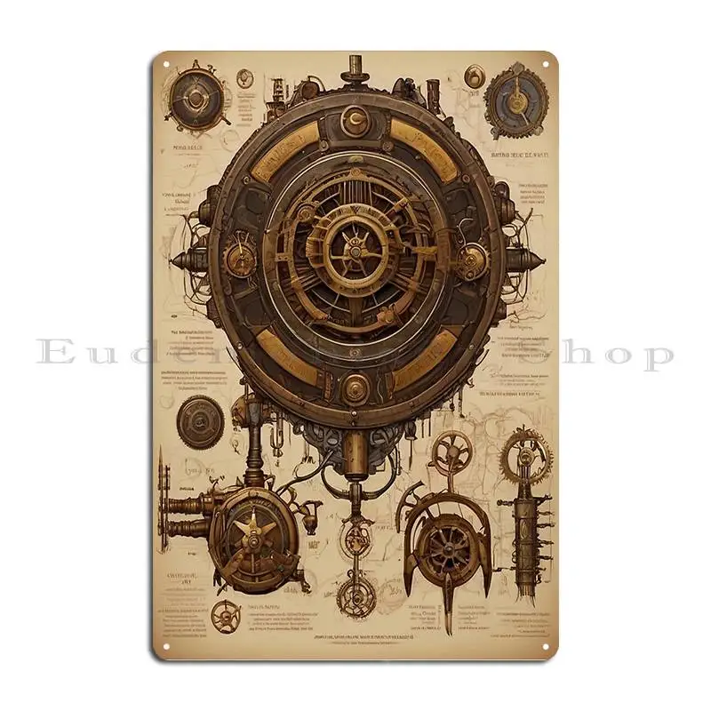 Mechanical Antikythera Metal Sign Design Rusty Plaques Club Printing Tin Sign Poster