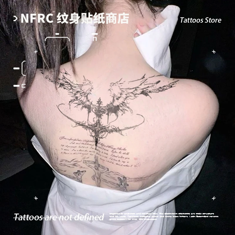 

Готический стиль, взорлый ангел, травяной сок, татуировки, наклейки для женщин и мужчин, водонепроницаемая временная татуировка, поддельная татуировка для тела, Хэллоуин