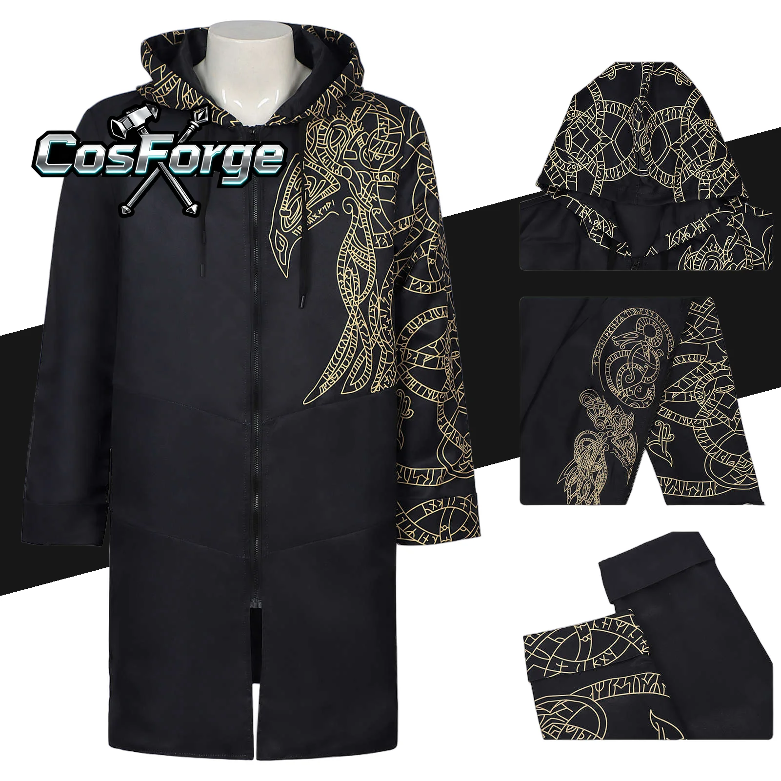 

Men Gothic Hooded Coat - Spring European American Style Halloween Cosplay Costume