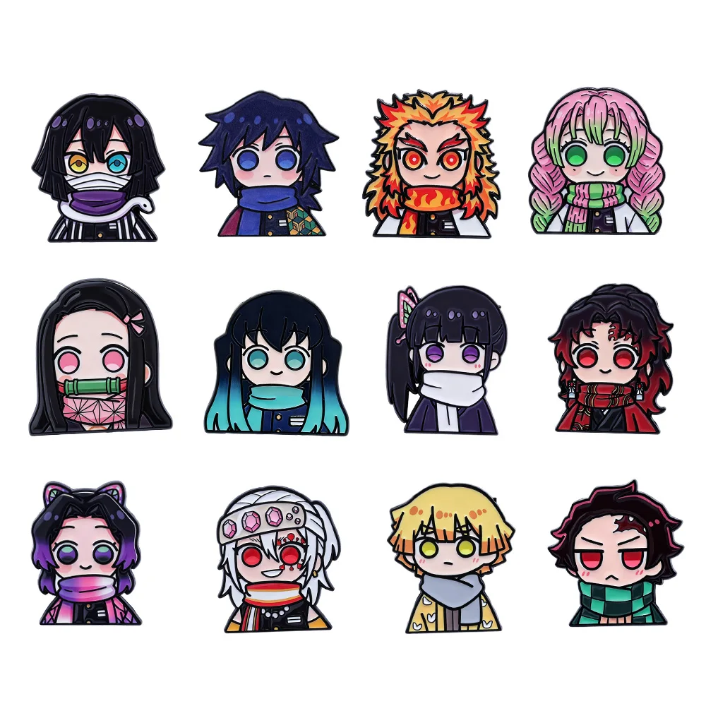 12 Pc​​​s Personality ​​Demon Slayer​​ Brooch Nezuko Tanjiro Enamel Pin Metal Badge Jewelry Clothing Backpack Accessories Gift