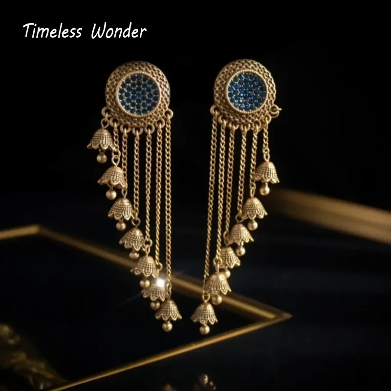 Timeless Wonder Retro Zircon Floral Tassel Stud Earrings for Women Designer Jewelry Runway Luxury Rare Gift Top Sweet Cute 5155