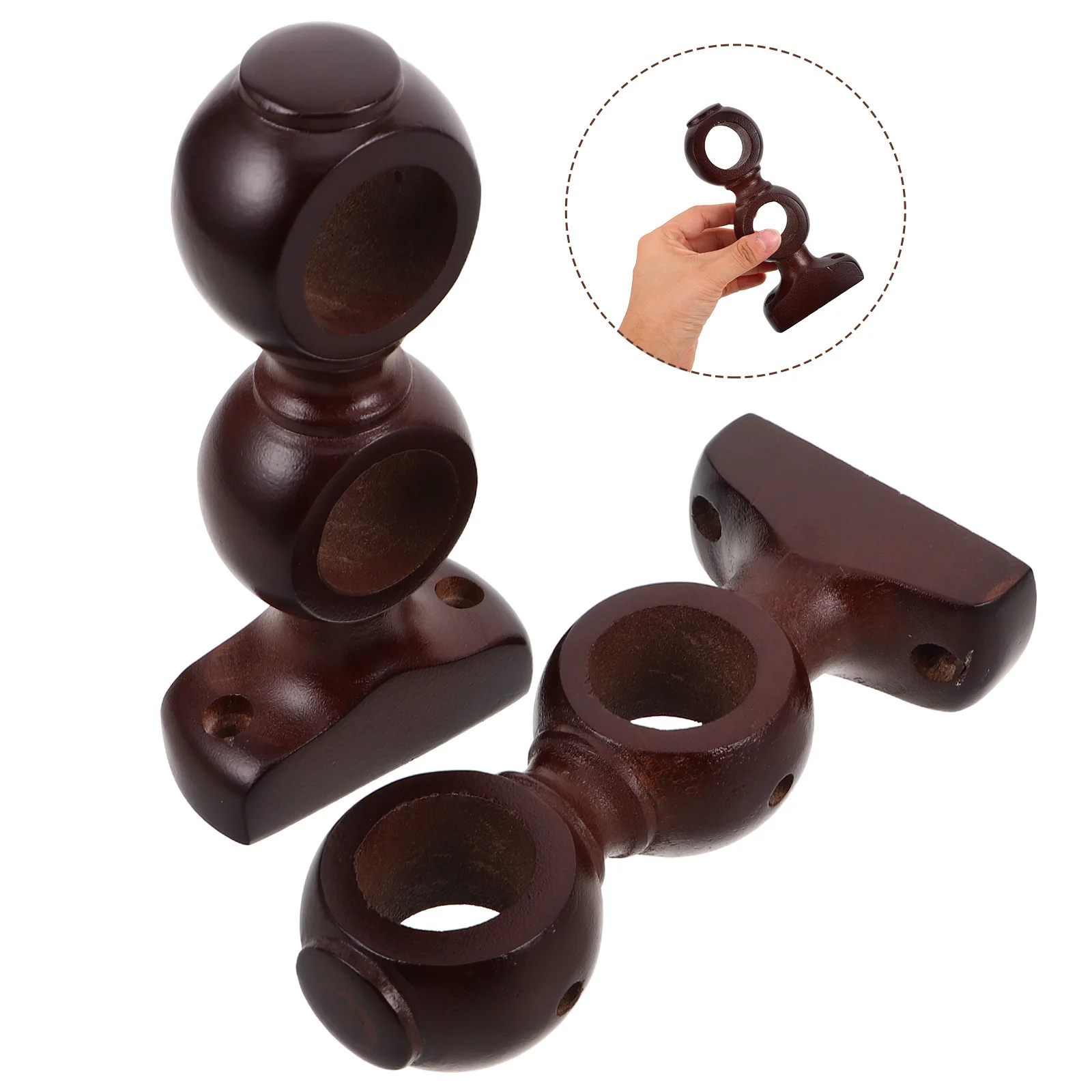 

2Pcs Heavy Duty Curtain Rod Brackets Wooden Double Wall Mount Supports for Drapery Rods Wardrobe Shower Clothes Drying