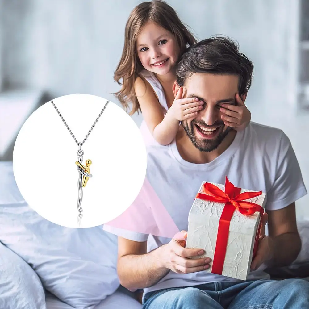 2026 New Two Tones Hug Necklace Detachable Mother Child Pendant Personalized Family Love Accessory For Festival Decoration