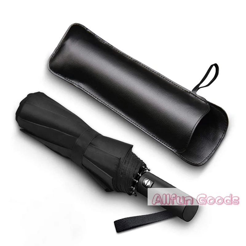 Funda para Paraguas de Cuero PU Negra [TG835], Funda Protectora Impermeable Portátil para Guardar Paraguas, Bolsa para Paraguas