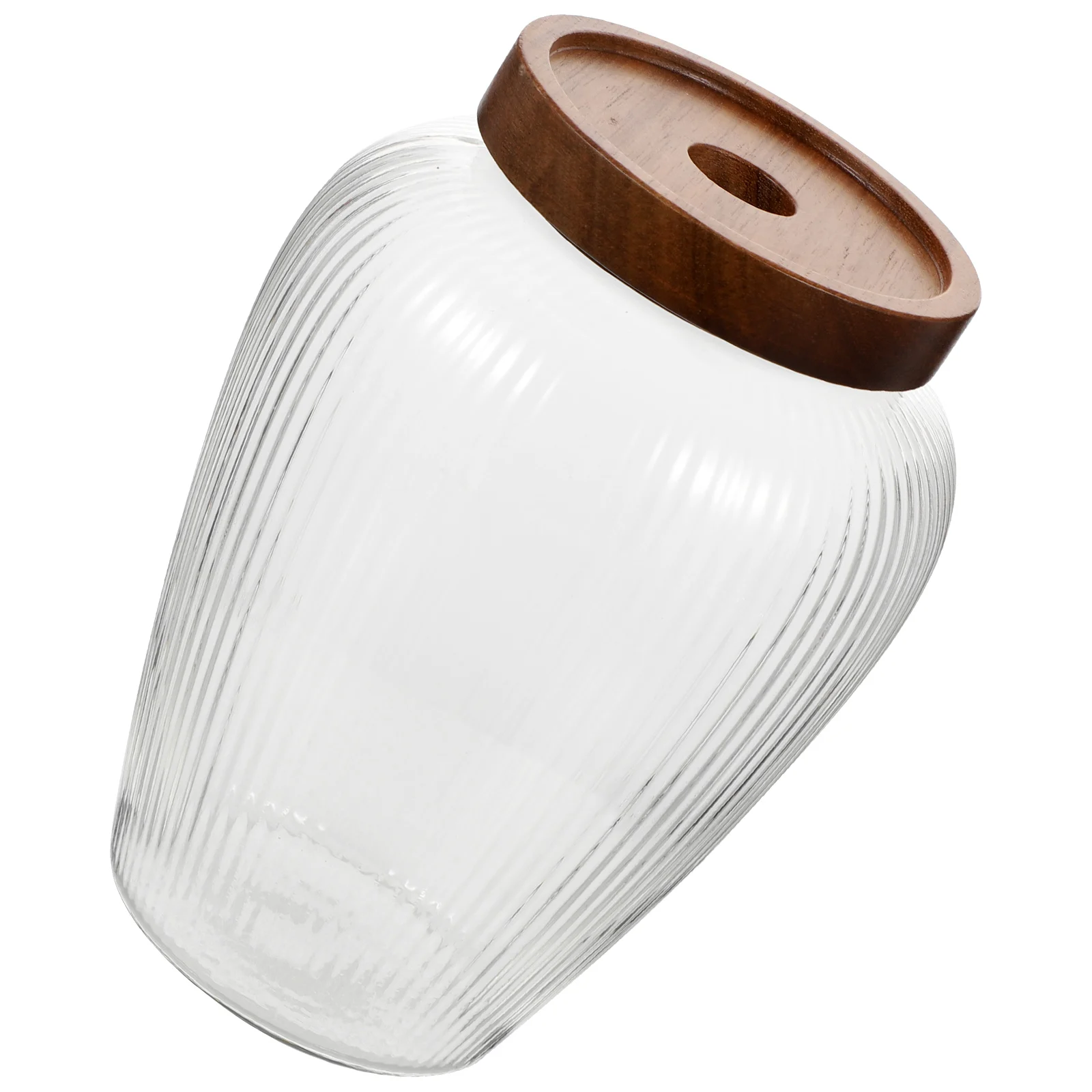 

Sealed Jar Storage Tank Cereal Container Glass Wood Lid Airtight Pantry Containers Jars Safe Sanitary Multi Functional Candy