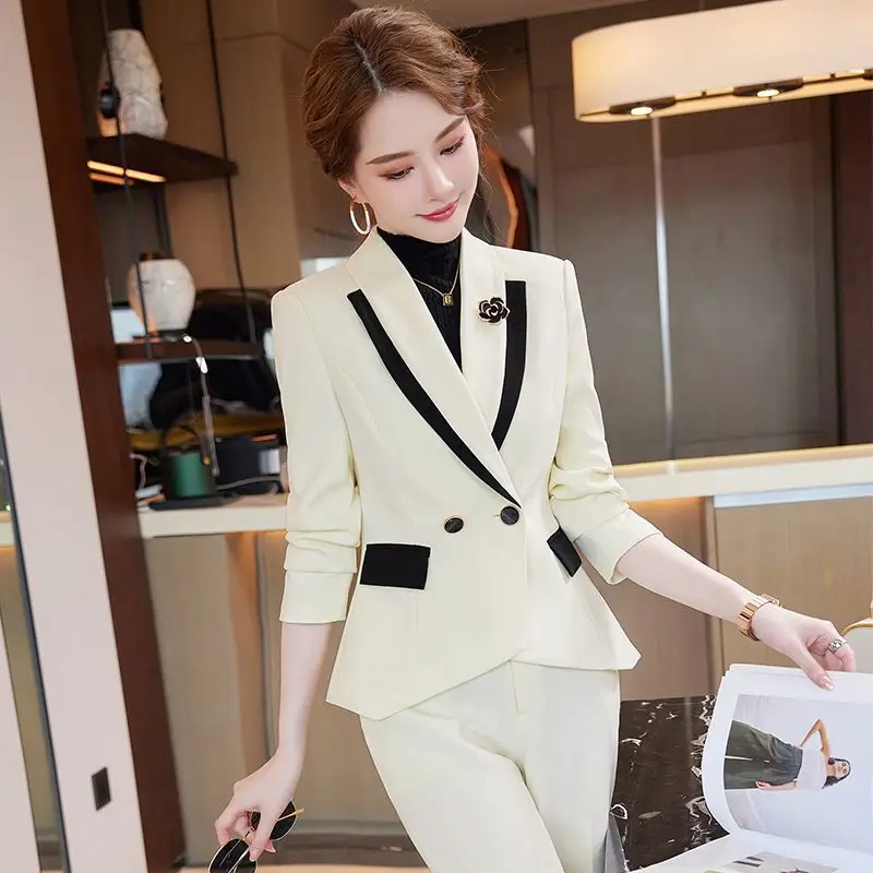 White Suit Women's Work Clothes 2023 New Elegant Business Wear High-End Beauty Salon Manager Formal Suit