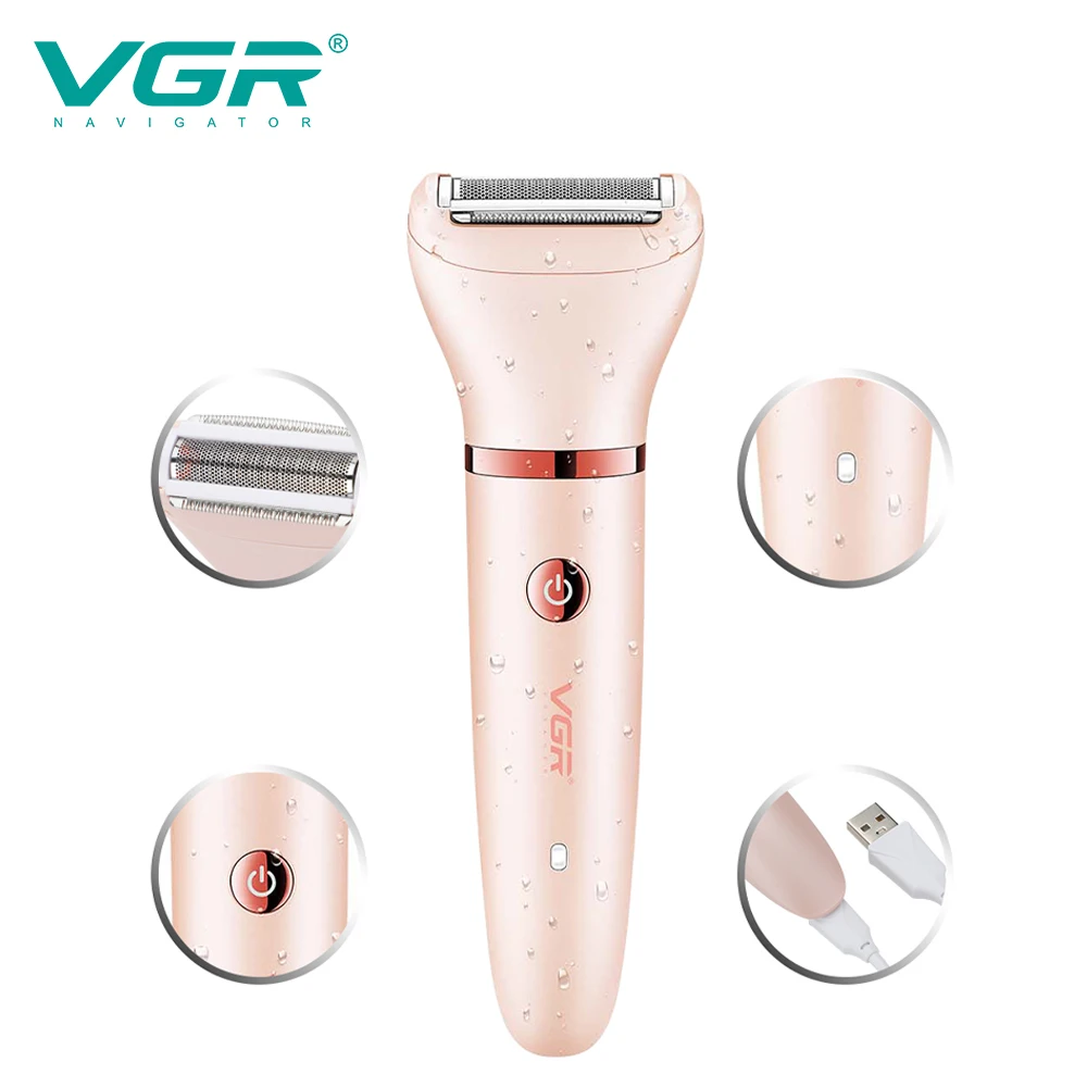 VGR Hair Trimmer Professional Hair Removal Tool Electric Epilator Lady Shaver Waterproof Hair Remover Epilator for Women V-735