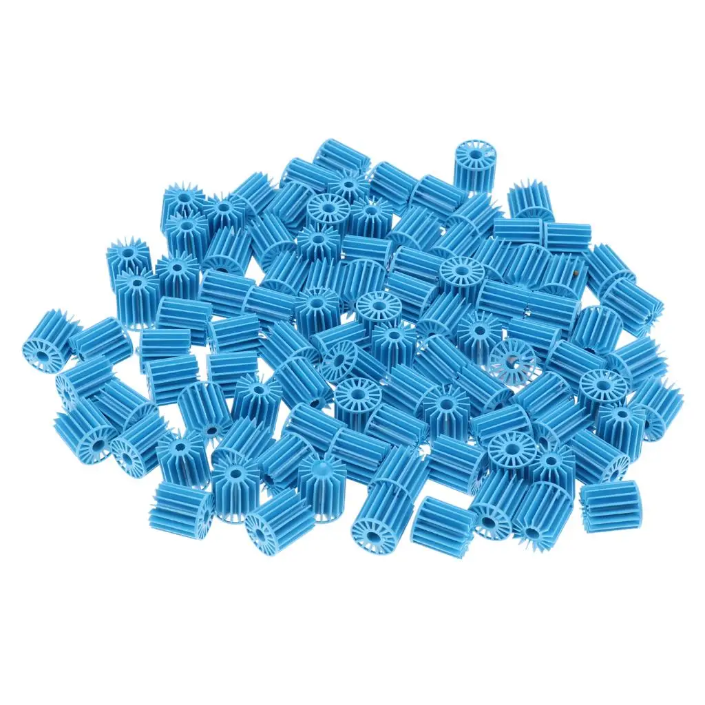 100 Pcs Bio-Ball Filter Media for Aquarium Fish Pond for Freshwater and Saltwater Wet/Dry Systems Blue