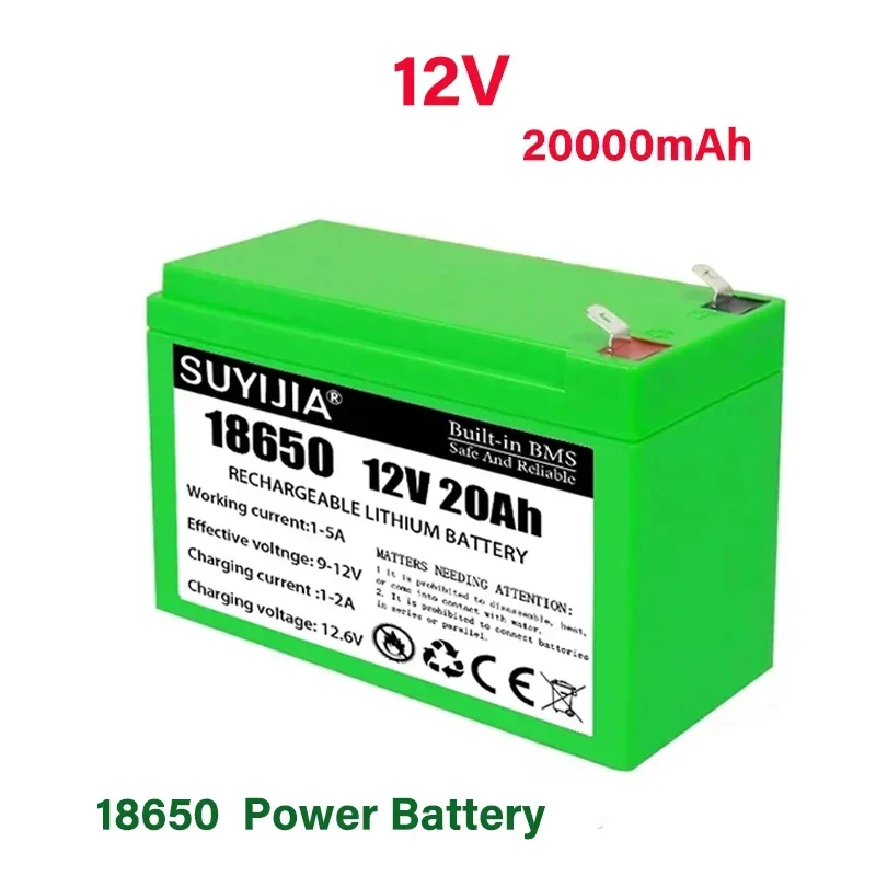 18650 2V 20Ah Lithium Battery Pack 1Built-in 30A BMS Suitable for 12V Sprayers Power Tools Lighting Batteries Free 12.6V Charger