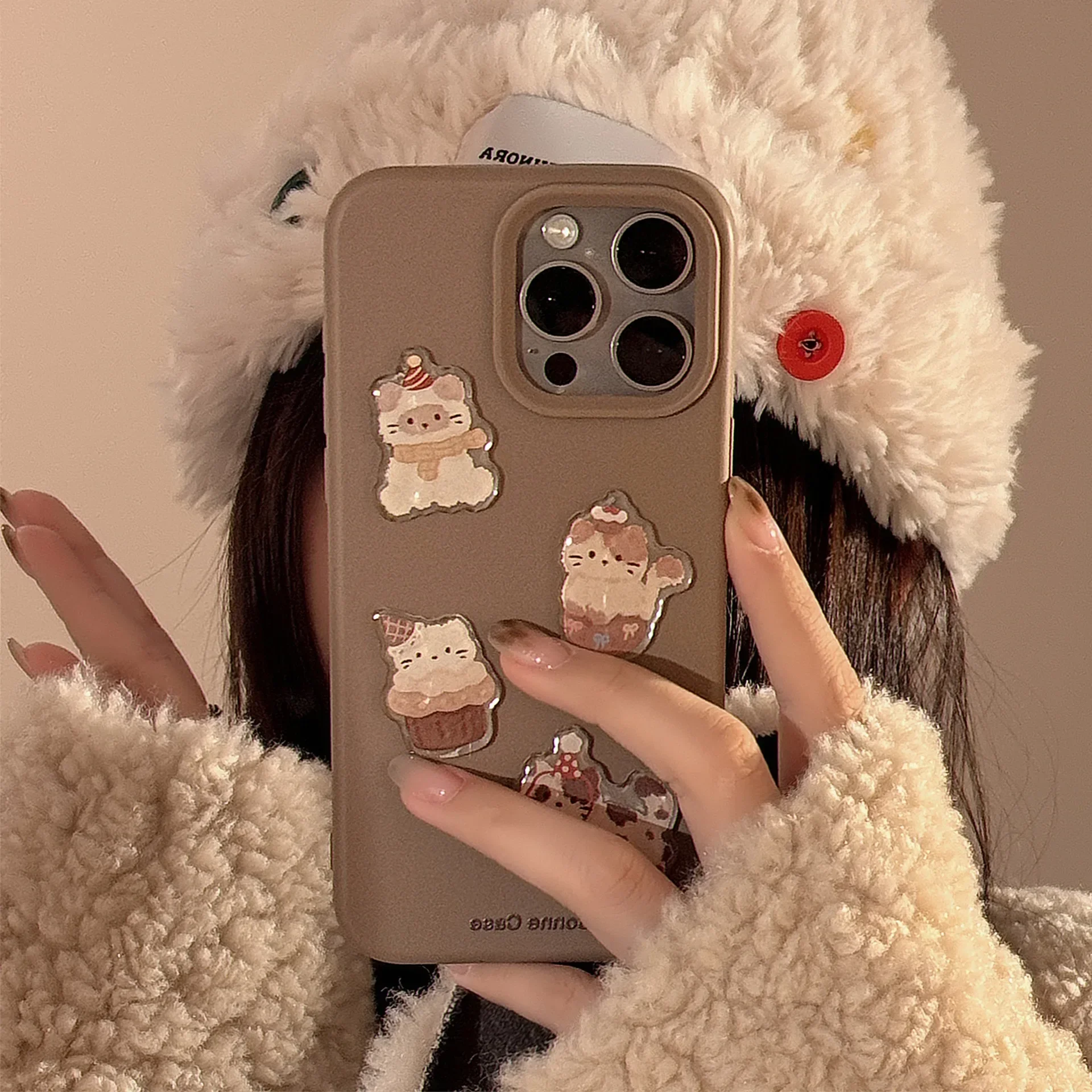 Etui na telefon Cute Brown Kitten Patch do iPhone'a 16 15 14 12 13 11 Pro ProMax Plus X XR Wstrząsoodporny pokrowiec na telefon