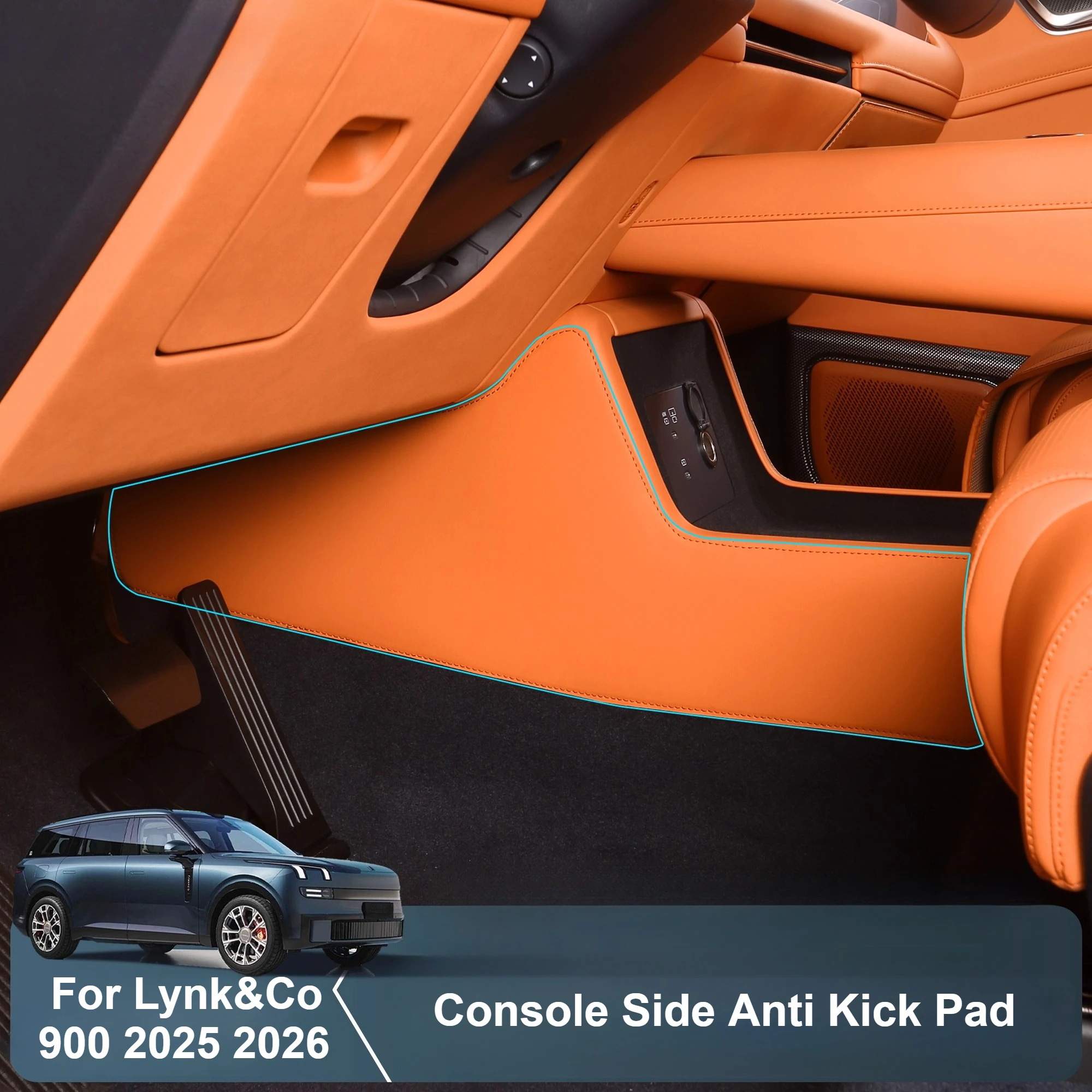 

2Pcs Car Center Console Side Anti Kick Pad Leather Anti-dirty Protective Mat Driver Co-pilot Side Leg Support For Lynk & Co 900