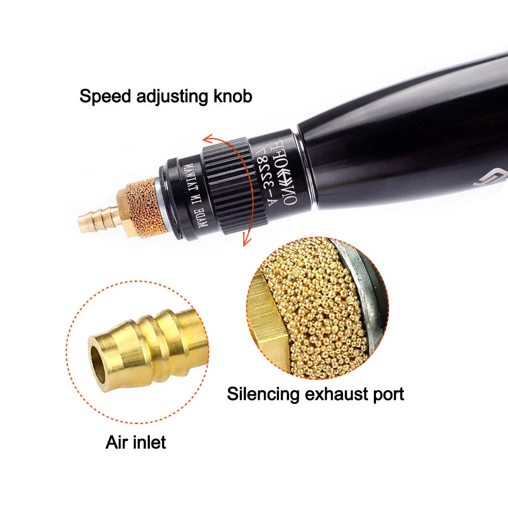 moedor pneumático de lapidação, 1 peça, sistema de micromotor ultrassônico,1/8 pol. (3mm), para lapidação de metal, mandril para moagem, corte e