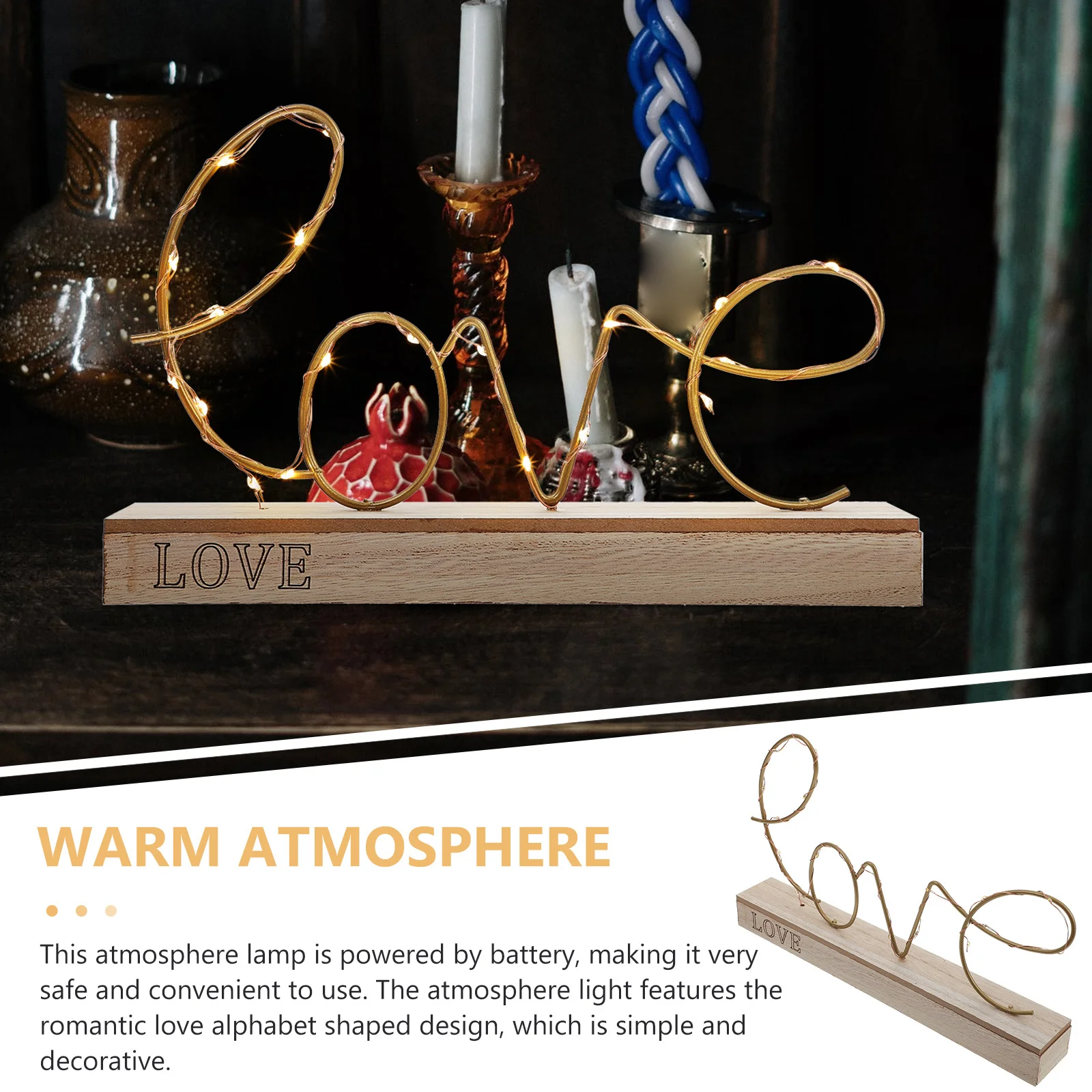 جو رومانسي ليلة مصباح الحديد الحرفية الأبجدية ضوء بالطاقة الزخرفية الجدول مصباح غرفة المعيشة غرفة نوم بار حديقة