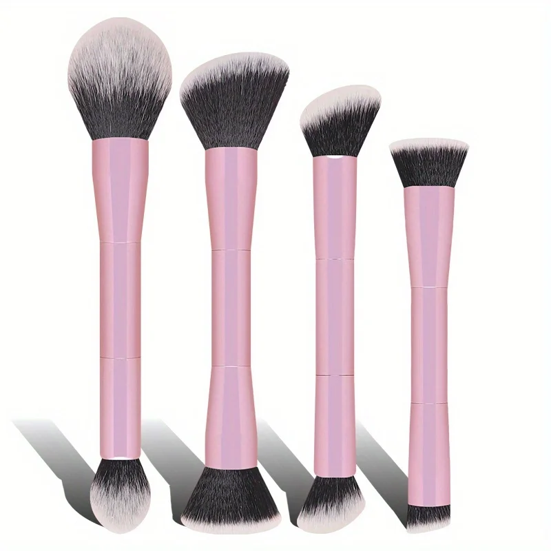 4er-Pack professionelle doppelköpfige Rouge- und Puderpinsel mit Dual-Action-Spitzen – weiche Nylonborsten, elliptischer Gesichtspuder- und Rougepinsel_voghion.com