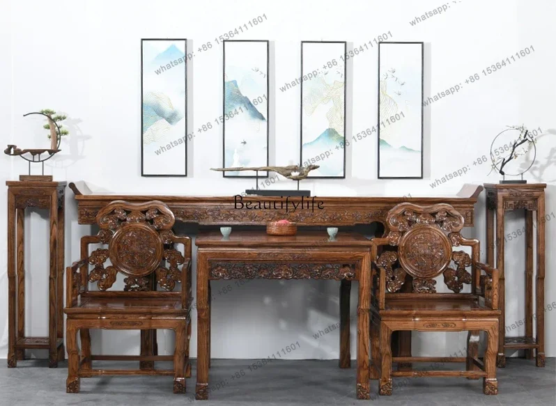 Best Seller Zhongtang Six-Piece Set Elm Chinese Style Hall House Ming And Qing Dynasty Furniture A Long Narrow Table Antique