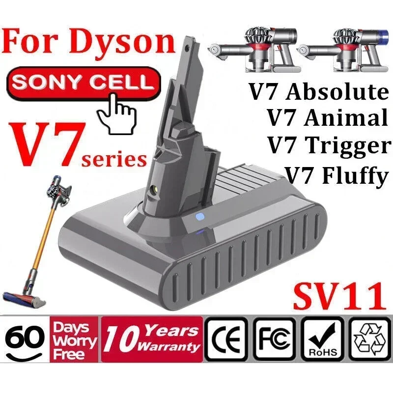 

Original 21.6V 12800mAh Li-ion Battery for Dyson V7 - Fits Motorhead Pro, Trigger, Animal, Car+Boat, Fluffy Models