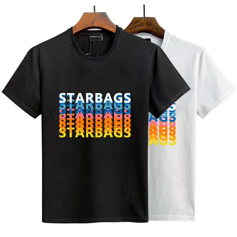 Starbags dsq Short sleeve T-shirt men`s wear creative overlapping color print summer cotton fashion trend top quality T-shirt