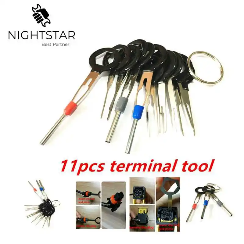 

11Pcs Connector Pin Extractor Terminal Removal Tool Car Electrical Wiring Crimp