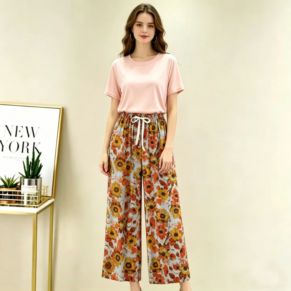 

2 Pieces Set Pajamas for Lady Short Sleeve Sleepwear Women Night Clothes Pijama New Summer Women's Pajamas with Pants Home Suit