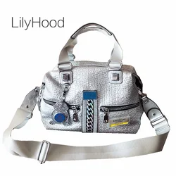 Lady Fashion Artificial Leather Big Size Hobo Handbag Female Trendy Casual Chain Multi-pockets Everyday Work Black Messenger Bag