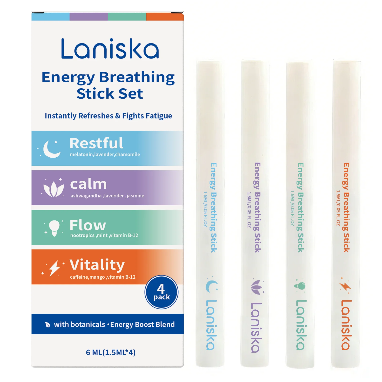 4pcs Air Freshener Diffuser Pens For Boost Focus Clear Breath Relaxation Sensory Relaxation Herbal Aromatherapy Diffuser Pen