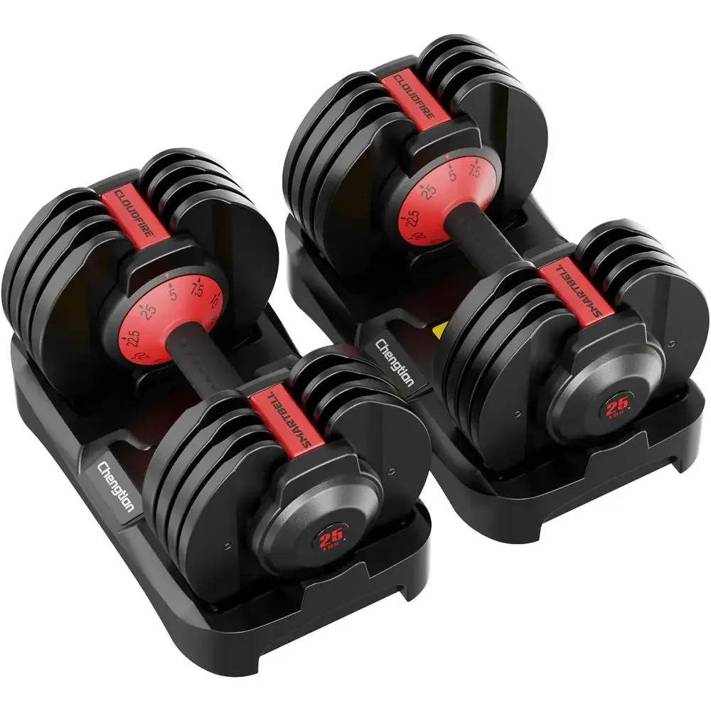 Upgraded 52.5 lbs/25 lbs Adjustable Dumbbells Set with 15/9 Weights, Quick-Lock System, Anti-Slip Grips for Home Gym Workouts