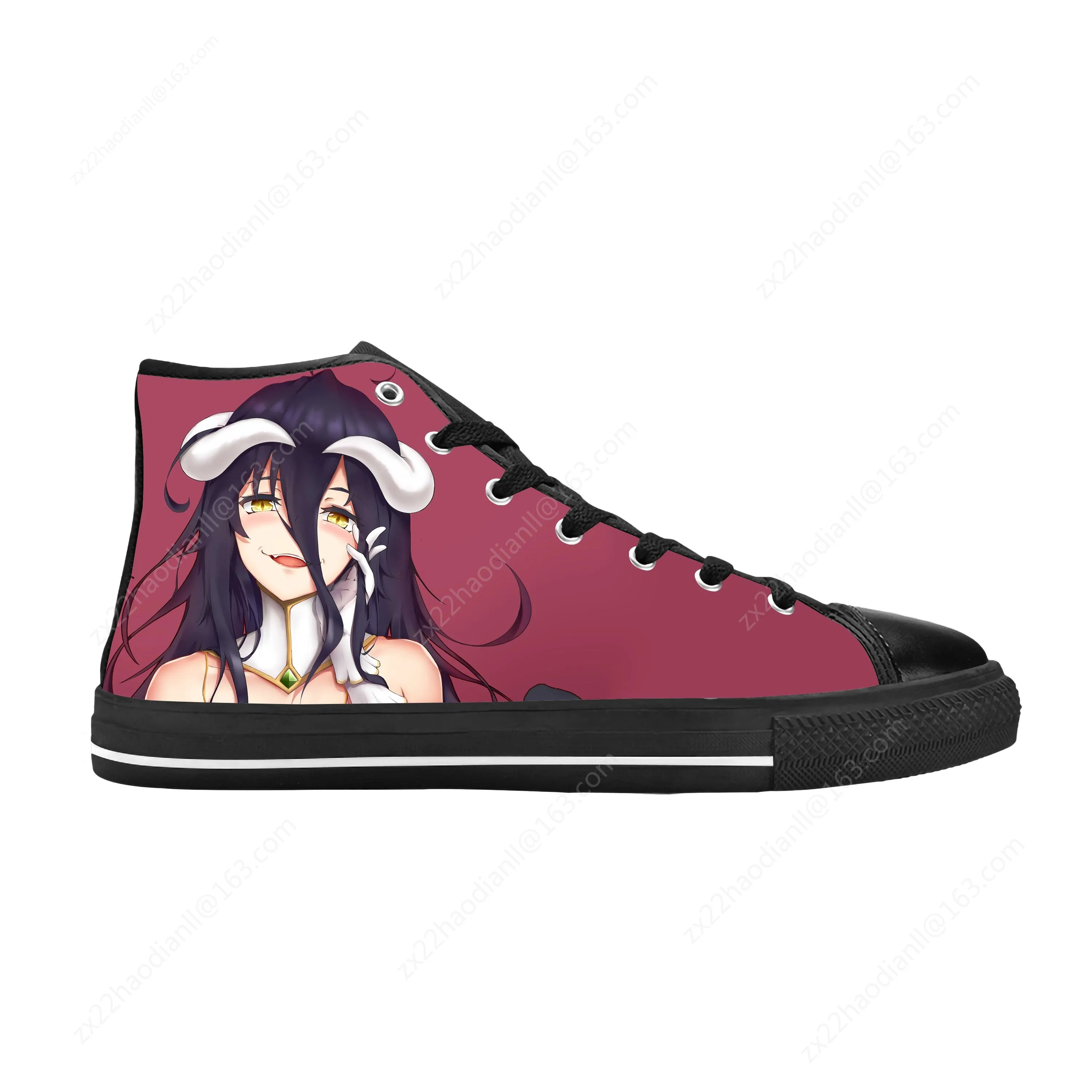 Japanese Anime Manga Cartoon Albedo Overlord Cute Casual Cloth Shoes High Top Comfortable Breathable 3D Print Men Women Sneakers