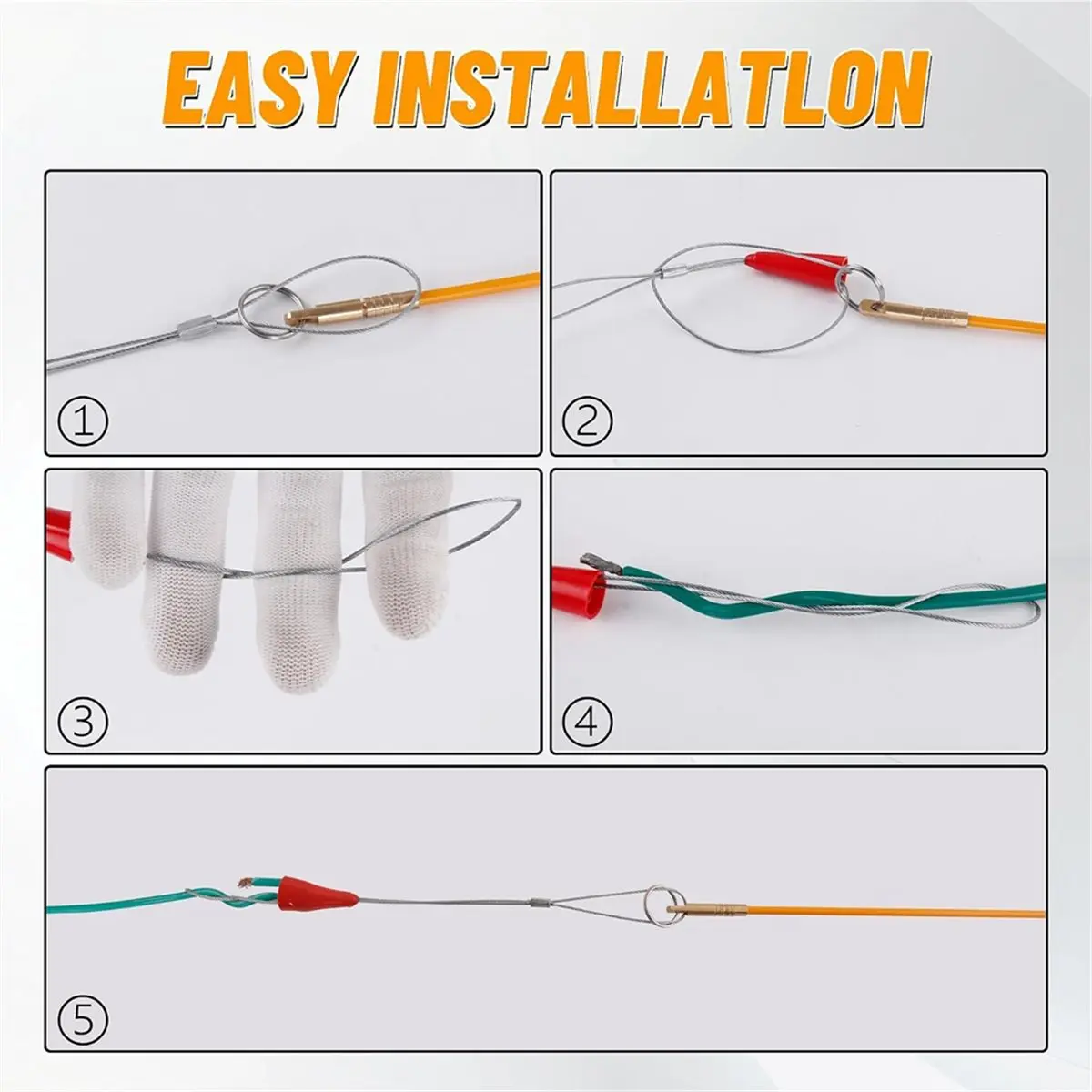 22FT Fiberglass Electrical Wire Running Kit Wire Fishing Tools Fish Tape Wire Puller Through Wall Cable Snake Fish Rods