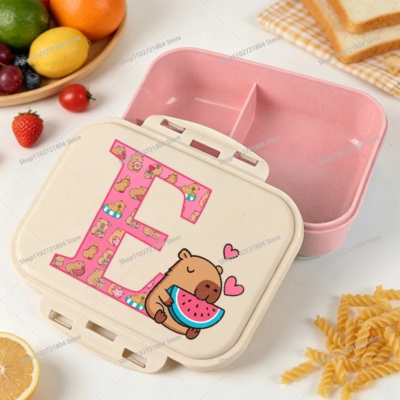 Capibara Large Capacity Bento Box for Boys Girls Anime Cartoon Printed Lunch Bag Student Picnic Portable Food Storage Container view 3