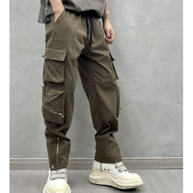 Design Personality Multi-Zipper Stitching Multi-Bag Functional Overalls High Street Fashionable Ruan Handsome Loose Casual Pants