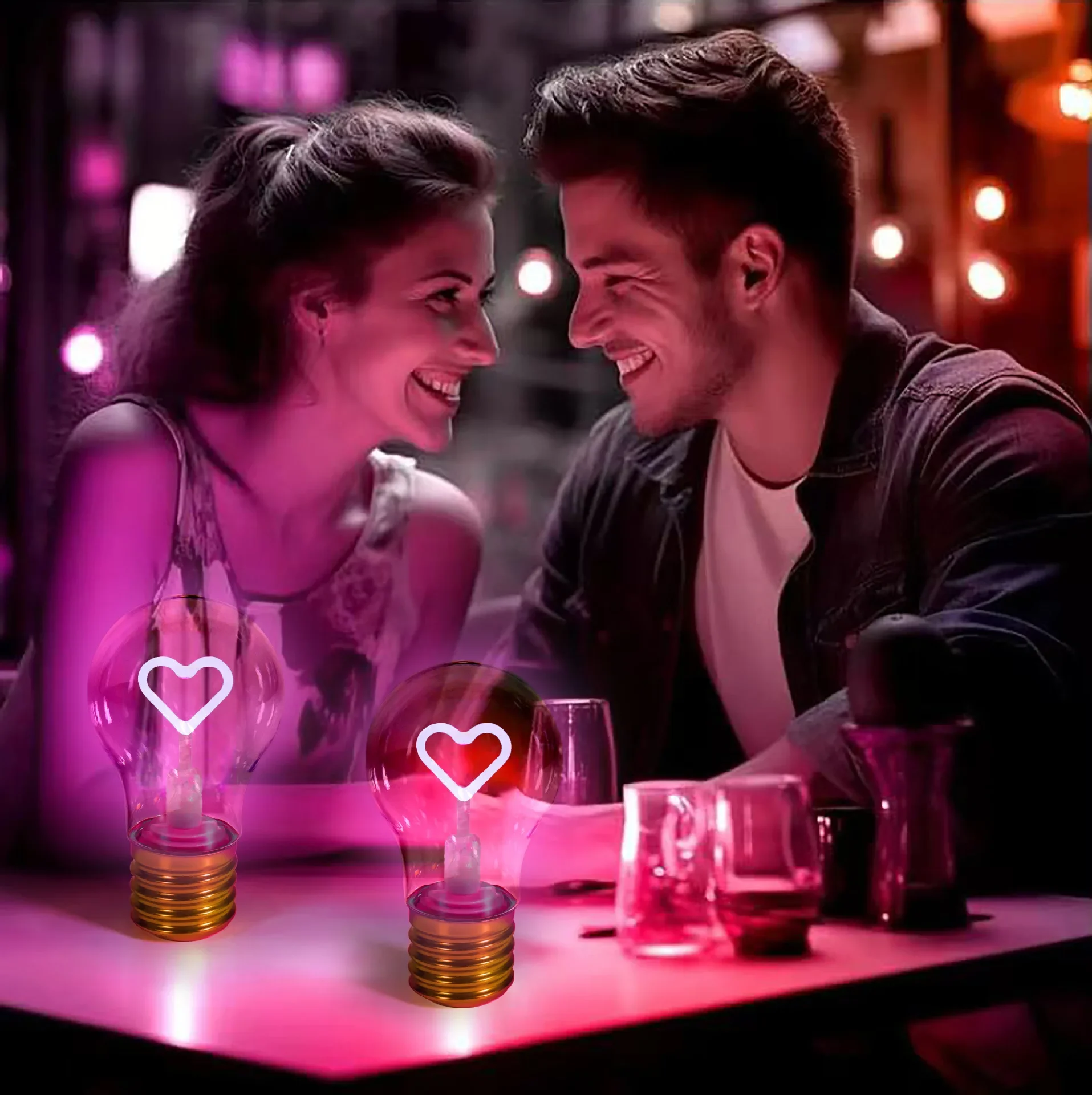 LED A70 5V USB Rechargeable Light Bulb Beautiful RGBW Love Dimming Couple Gift Creative Decorative Color Lamp Bedroom
