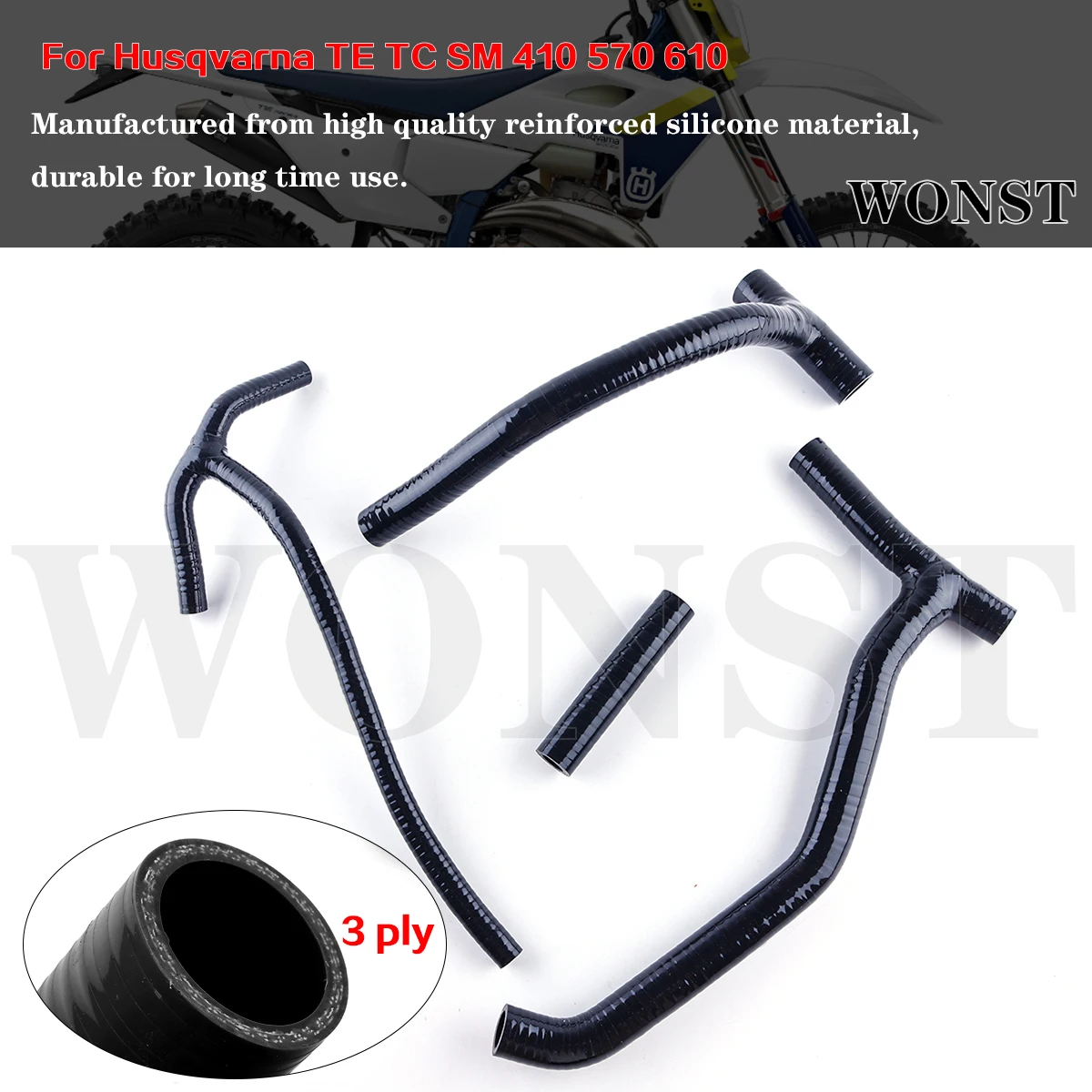 

For 1992-2008 Husqvarna TE410 TE570 TC570 SM570 TE610 TC610 SM610 TE TC SM 410 570 610 Silicone Radiator Coolant Hose Pipe Kit
