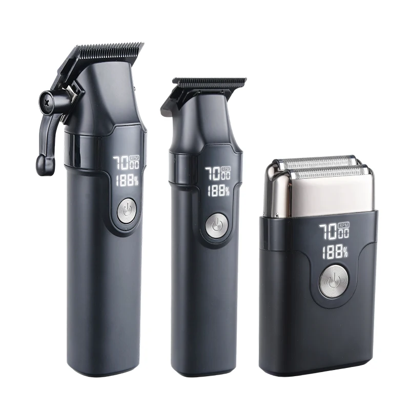 Mens Grooming Kit 3 in 1 Cordless Salon Electric Shaver Professional Mens Hair Clipper Trimmer Set