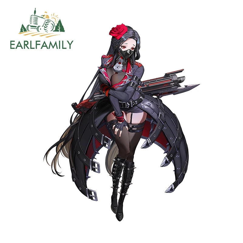 

EARLFAMILY 13cm x 10.2cm Nikke Annie Stickers Red Rose Game Character Decoration Scratch Proof Windshield Car Accessories