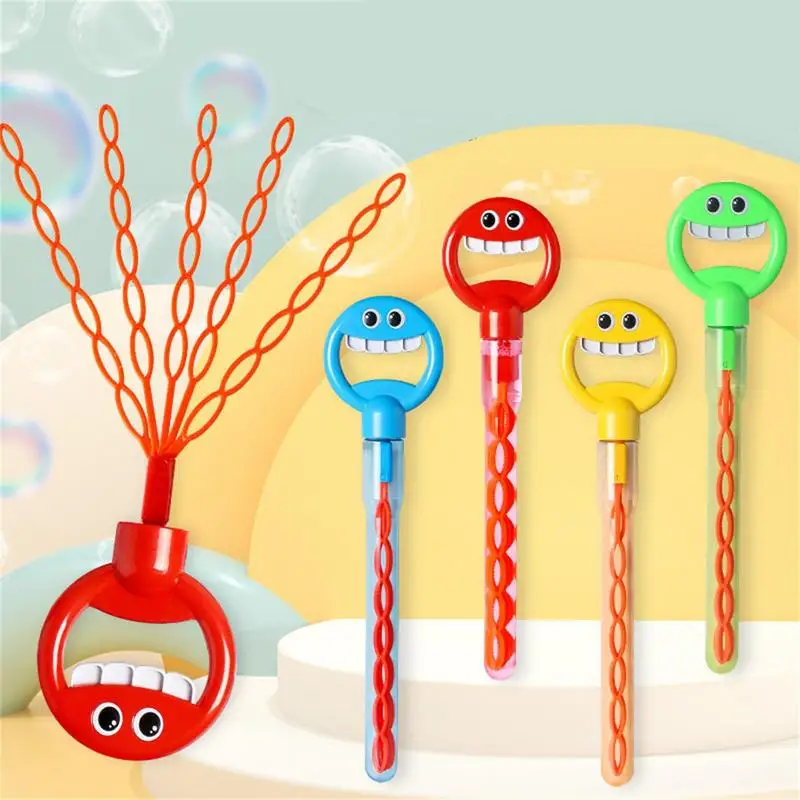 

Bubble Wands Bubble Stick Maker 32 Holes Handheld Smiling Face Bubble Blowing Toy Soap Bottle Outdoor Kids Fun Toys Party Favors