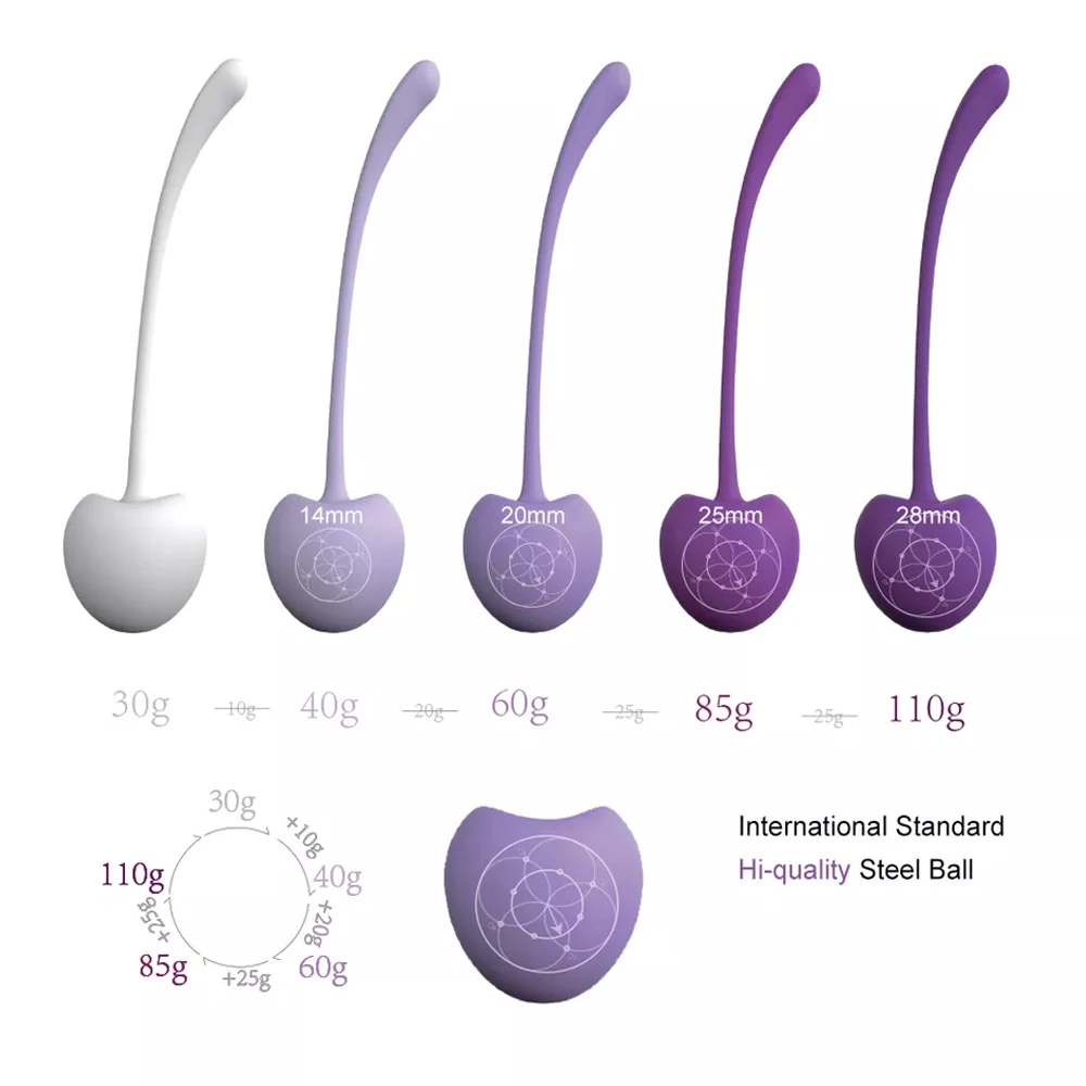 Silicone Cherry Ben Wa Weight Set of 5PCS Kegel Ball Kegel Exercise Weight Bladder Control Device & Pelvic Floor Muscle Training