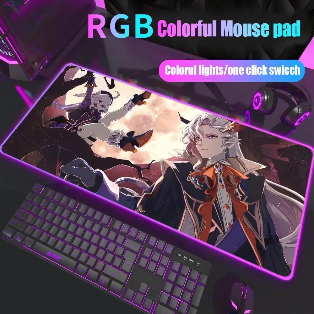 

Furina Neuvillette Xiao Wanderer Raiden Mouse Pad Gamer Rgb Desk Mat Back Light Led Mousepad Setup Gaming Accessories Deskmat Bi