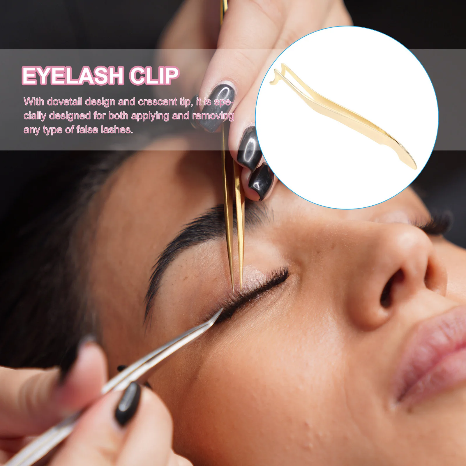 つけまつげ用ラッシュアプリケーターツール ダブテール構造 クレセントチップ ステンレス鋼 着用用精密器具